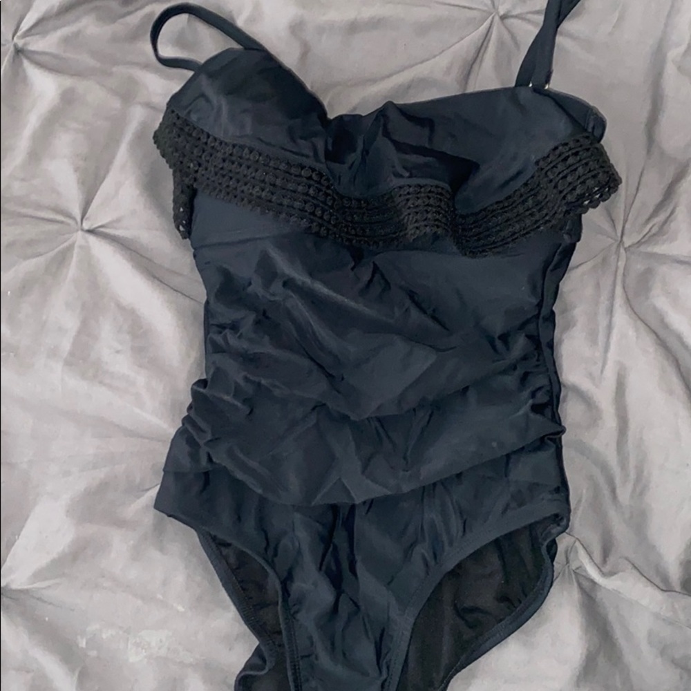 Black Ruffled One Piece